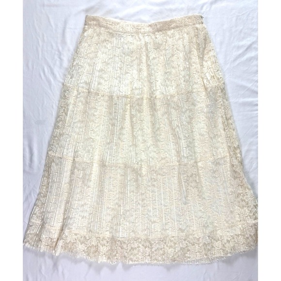 See By Chloé Lace Midi‎ Skirt 42 US 12 Pleated Tiered Coquette Feminine Dainty - Picture 2 of 9